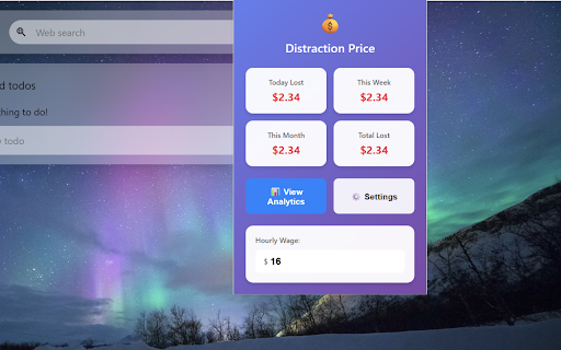 Distraction Cost :: Track time spent on distracting websites and calculate the financial cost of your distractions.