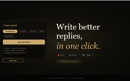 Reply Assistant :: AI-powered replies for Gmail, LinkedIn & X — one click, any tone.