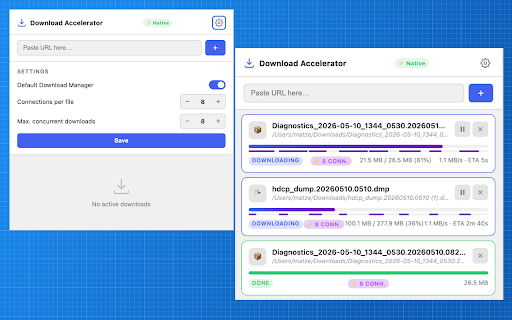 Download Accelerator :: Download accelerator with parallel connections per file and concurrent downloads