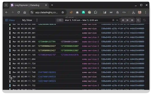 Rainbow Dog :: Deterministically colors text in Datadog log tables to make repeated values stand out.