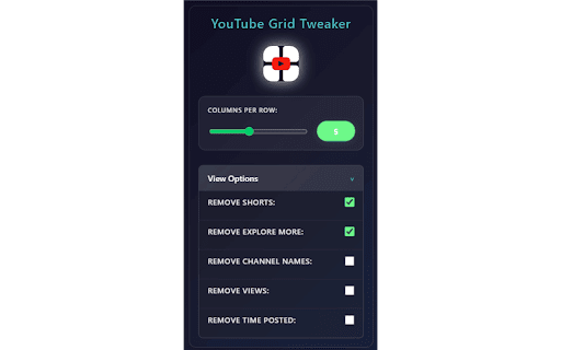 YouTube Grid Tweaker :: A Browser extension that lets you customize YouTube's video grid layout and remove unwanted content.
