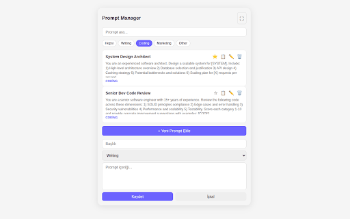 Prompt Manager :: Save, organize, and copy your AI prompts with a single click.