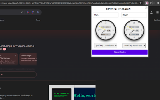 Dual Watch : World Clock Extension :: Stay synchronized across timezones with Dual Watch : World Clock Extension For Chrome