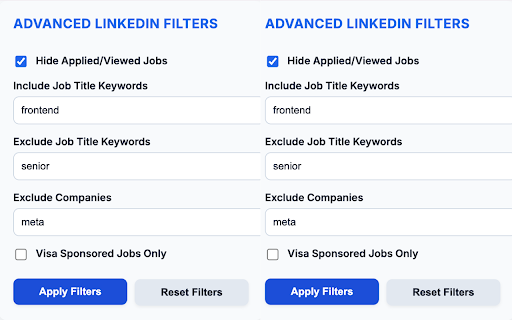 LinkedIn Advanced Job Filters :: Enhance LinkedIn job search with filters like keyword and company exclusion.