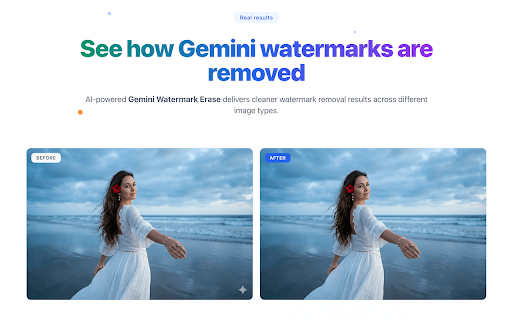 Gemini Watermark Erase :: Remove Gemini and Nano Banana watermarks when downloading from Gemini or Google AI Studio. Processing runs locally in your browser.