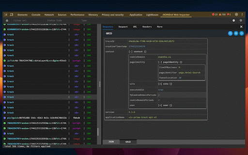JSONGrid Web Inspector :: A Chrome extension for inspecting JSON data with JSONGrid, a tabular JSON view.