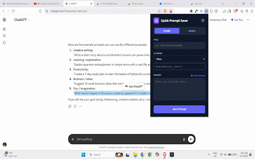 Quick Prompt Saver :: Save your favorite AI prompts and access them with one click.