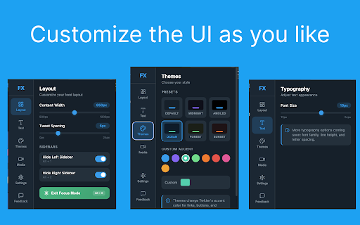 X/Twitter Customizer - Themes & Focus Mode :: Customize X/Twitter: toggle sidebars, expand timeline, adjust fonts, change themes & colors. Focus mode for distraction-free reading