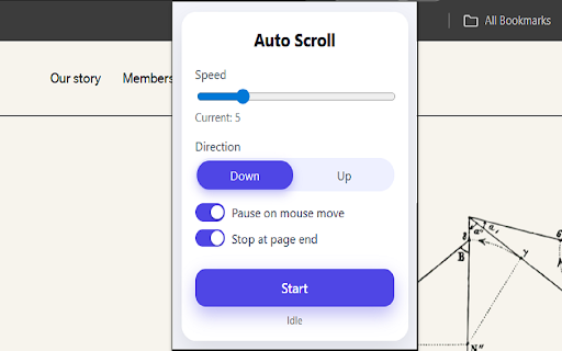 Auto Scroll Controller :: Smooth auto-scroll with speed, direction, hover pause, and page-end stop.