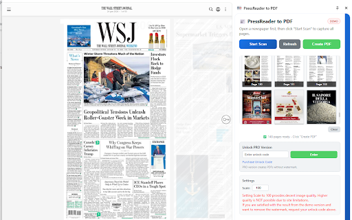 Press to PDF :: Capture newspaper pages as screenshots and convert them to a single PDF file.