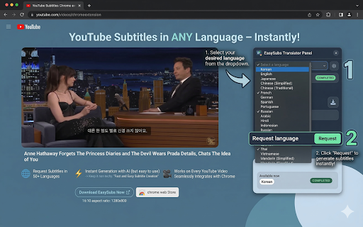 RootblySub - AI Subtitles for YouTube :: Generate AI subtitles for any YouTube video in your language. Watch with subtitles in Korean, English, Japanese, Spanish & 15