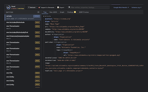 Schema DevTools :: Inspect, validate & score JSON-LD, Microdata & RDFa in Chrome DevTools. Local-only. No data collection.