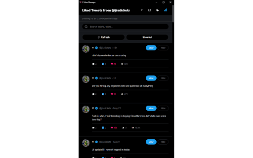 XLikes - X Likes Manager :: Show tweets you liked from any X profile with real-time updates!