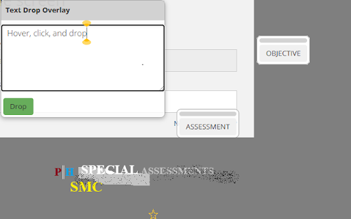 Floating Text Drop Overlay :: Drag overlays and drop text into inputs with multiple presets, add your own boxes, toggle visibility, and pick button colors.