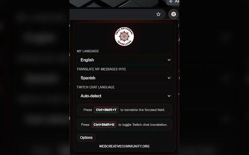 TWCC Universal Translator - Twitch Chat :: Translate the focused input field via hotkey using OpenAI, with configurable languages.