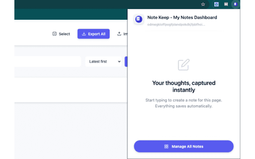 Note Keep - Tab Note Manager :: Create and manage contextual notes for web pages