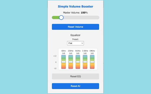 Simple Volume Booster :: Boost volume and adjust EQ per tab for HTML5 audio/video.