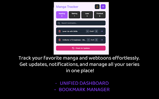 Manga & Episode Tracker :: Track and get notifications for your favorite manga, manhwa, webtoons, and other episodic content