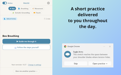 Pause :: Micro-practices delivered throughout your day to pause, helping you be here, regulate your nervous system and reduce stress.