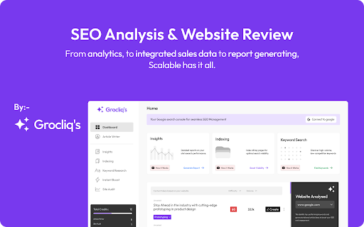 GroCliq :: The Grocliq Extension is an advanced tool designed to streamline website analysis and optimization for developers, marketers, and…