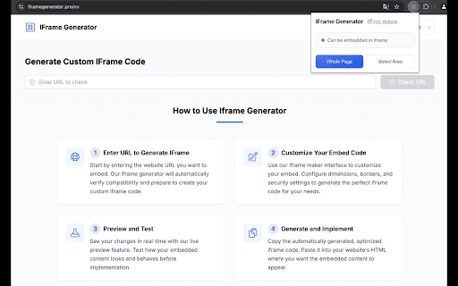 IFrame Generator :: Check if page can be embedded in iframe and generate iframe code with customizable options