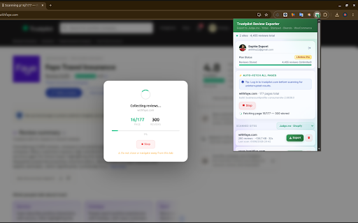 Trustpilot Review Exporter :: Export Trustpilot reviews to Judge.me, Yotpo, Stamped.io, Okendo & WooCommerce. Auto-fetch all pages.