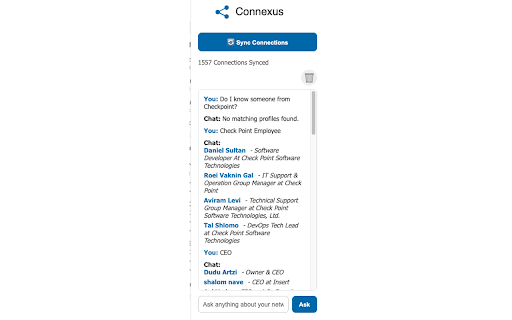Connexus :: Ask anything about your LinkedIn Connections.