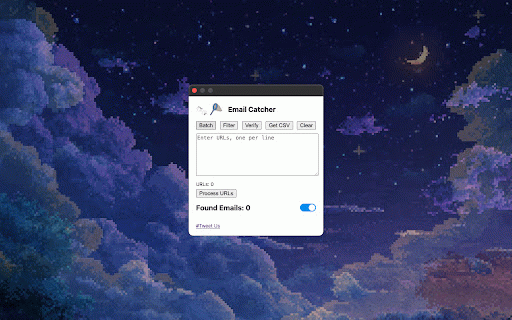 Email Catcher :: Finds and stores email addresses from visited web pages. Can also batch process URLS, filter emails, and verify email addresses.