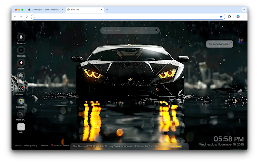Lamborghini Live Wallpaper :: Bring a bold and sleek touch to your new tab with the Lamborghini Black Live Wallpaper!