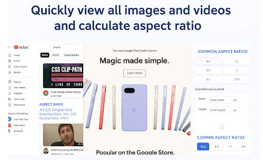 Aspect Ratio Calculator :: A Chrome extension for viewing and calculating aspect ratios