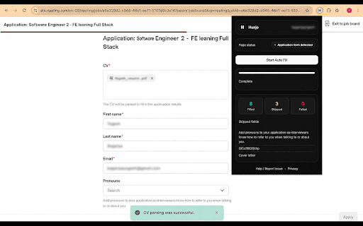 Hunjo :: Auto-fill job applications with your Hunjo profile and resume. You review and submit every application.