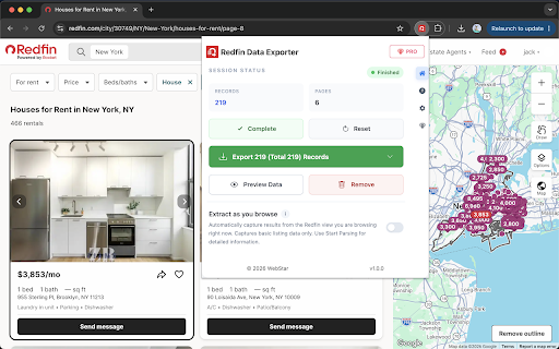 Redfin Data Exporter :: Export Redfin property listings and search results to CSV, Excel XLSX, or JSON.