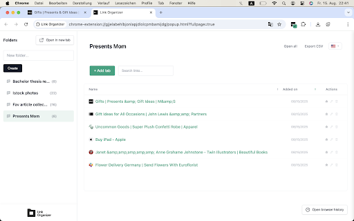 Link Organizer :: Organize your saved links in folders. Perfect for bookmark management.