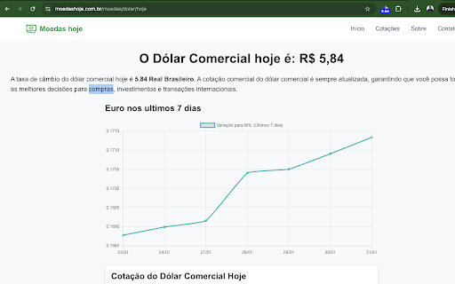 Cotação do Dólar - Moedas Hoje :: Veja a cotação do dólar em tempo real no seu navegador e receba alertas automáticos com atualizações.