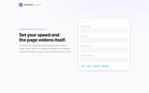 Kick Boost — Player & Page Helper :: Enhance Kick.com watch pages: player speed & scrub, auto theater, following-list declutter, and copyable timestamp links.