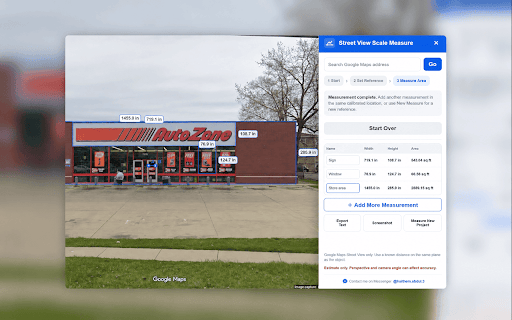 Street View Scale Measure :: Measure objects in Google Maps Street View using a calibrated visual reference.