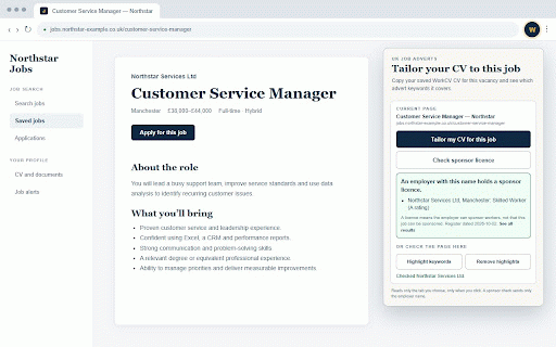 WorkCV: Tailor Your CV to This Job :: Send the UK job advert you are viewing to WorkCV to tailor a copy of your CV, and highlight the skills it asks for.