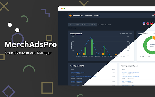 Merch Ads Pro :: A powerful tool designed for Merch by Amazon sellers to efficiently manage ad campaigns and track performance with smart analytics