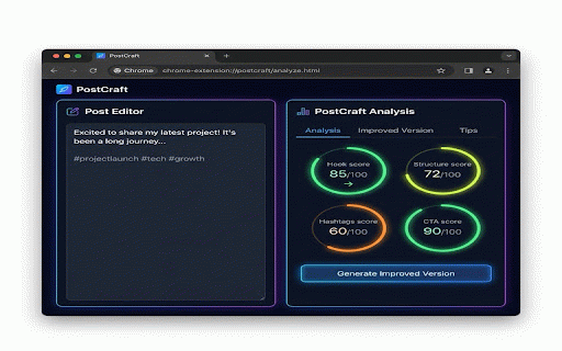 PostCraft - Social Content Optimizer :: Create high-engagement social media posts with real-time analysis and suggestions