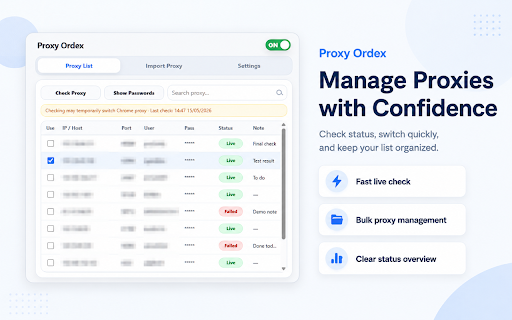 Proxily – Proxy Switcher & Checker :: Save, switch, check, and manage HTTP/HTTPS proxies.