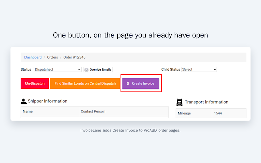 InvoiceLane :: Create a finished invoice from a ProABD order page in one click. Independent tool, not affiliated with ProABD.