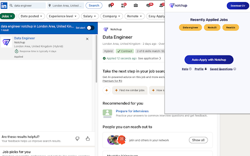 Notchup Auto Apply :: Streamline your job search with AI-powered auto-apply on LinkedIn
