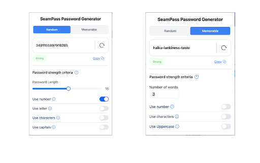 SeamPass Password Generator :: Generate secure random and memorable passwords
