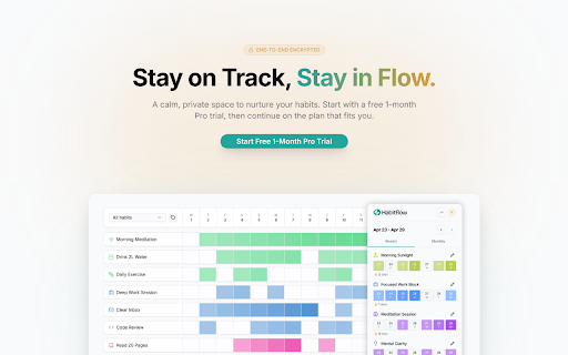 Habitflow: Private Habit & Mood Tracker :: A calm, private habit & mood tracker. Build habits securely and visualize progress with end-to-end encryption.