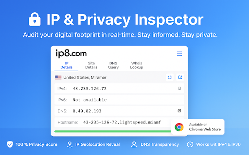 ip8.com extension :: Comprehensive suite for digital diagnostics, offering an array of technical tools to enhance your security & privacy