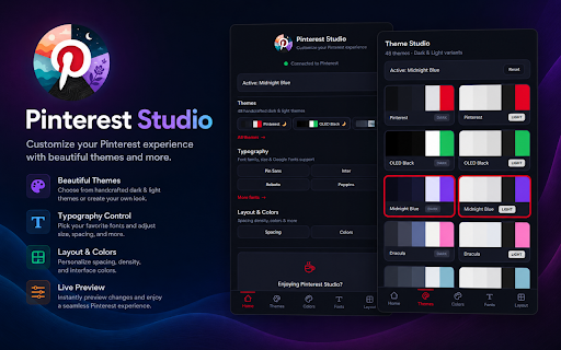 Pinterest Studio - Pinterest Dark Mode Pinterest Dark Theme :: Dark themes, fonts, spacing, layout, ad blocking & focus mode for Pinterest.