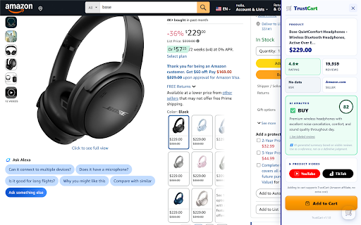 TrustCart — Smart Shopping Assistant :: Analiza reseñas de Amazon con IA. Resume opiniones de compradores, muestra videos del producto y te ayuda a comprar con confianza.
