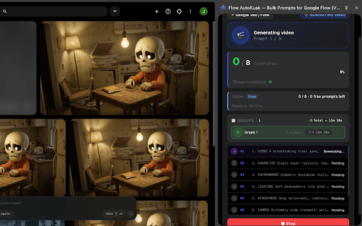 Flow AutoKuak — Bulk Prompts for Google Flow (Veo) & AI Video Downloader :: Send prompts at scale to Google Flow (Veo) and download the generated videos.