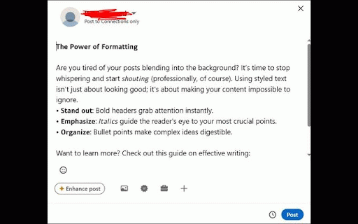PastePro – Format Tool for LinkedIn :: Paste bold, italic, bullets and formatted text directly into LinkedIn. All processing is 100% local on your device.