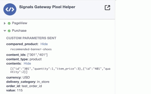 Signals Gateway Pixel Helper :: The Signals Gateway Pixel Helper is a troubleshooting tool that helps you validate your pixel implementation.
